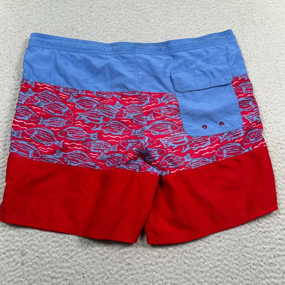 Vineyard Vines Shorts Mens Medium Chappy Swim Trunks Fish Drawstring Waist Lined